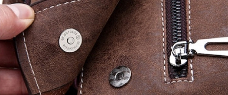 Men's Leather Shoulder Bag With Front Horizontal Zipper