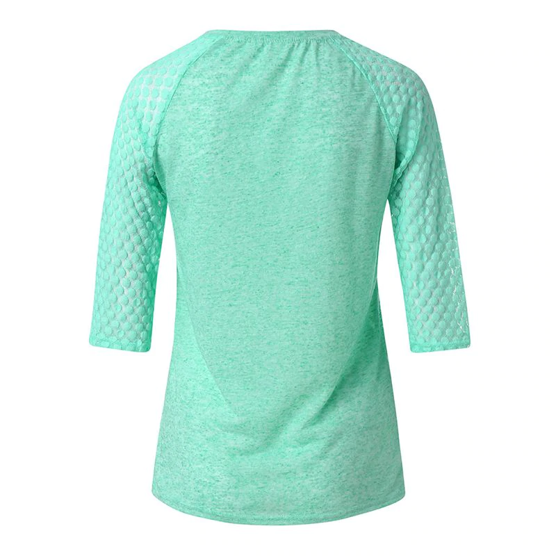 Women's Casual Polyester O-Neck Blouse With Lace