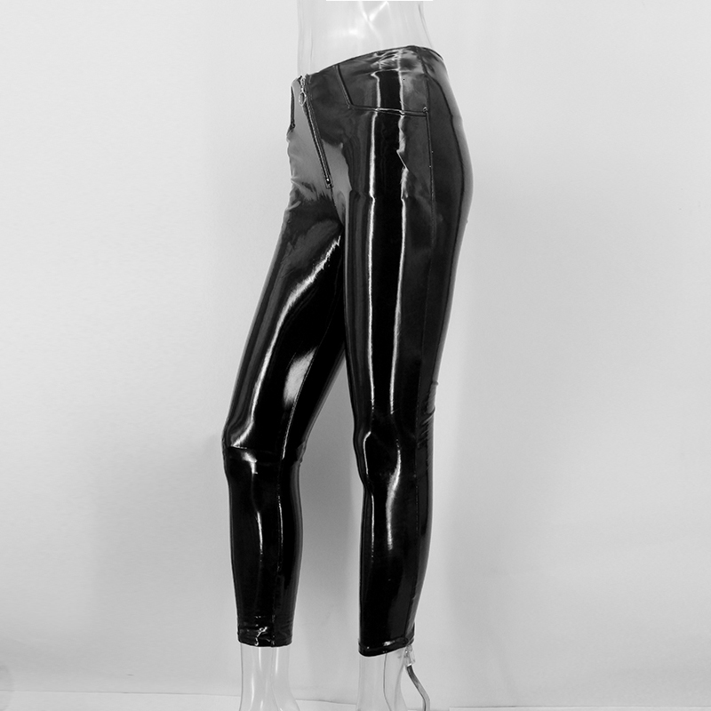 Women's Autumn PU Leather Slim High-Waist Pants