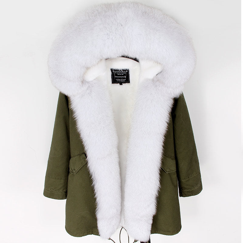 Women's Winter Casual Long Hooded Parka With Raccoon Fur