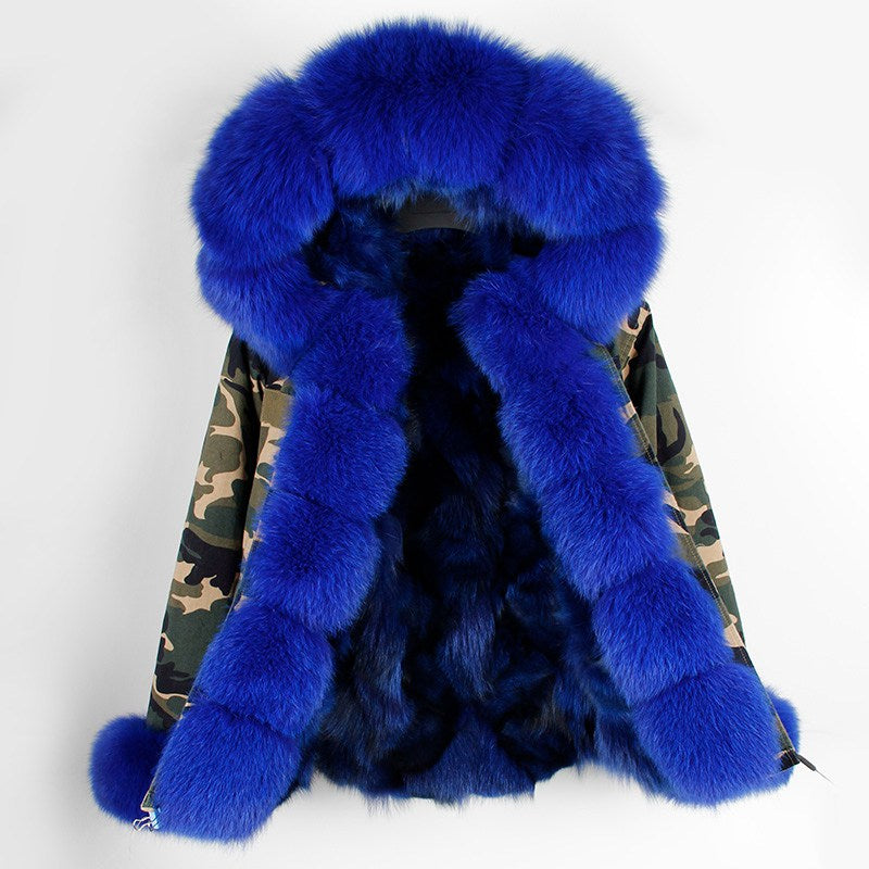 Women's Winter Casual Acrylic Hooded Parka With Fox Fur