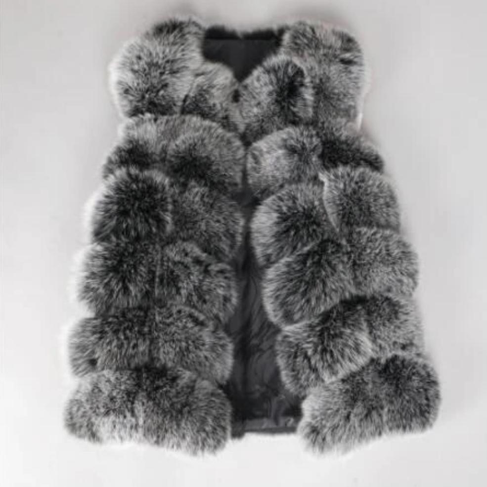 Women's Winter Casual Short O-Neck Vest With Fox Fur