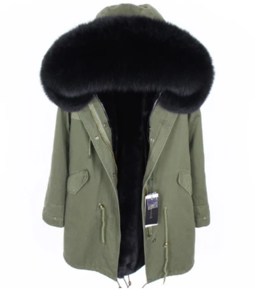 Women's Winter Casual Long Slim Thick Parka With Fox Fur