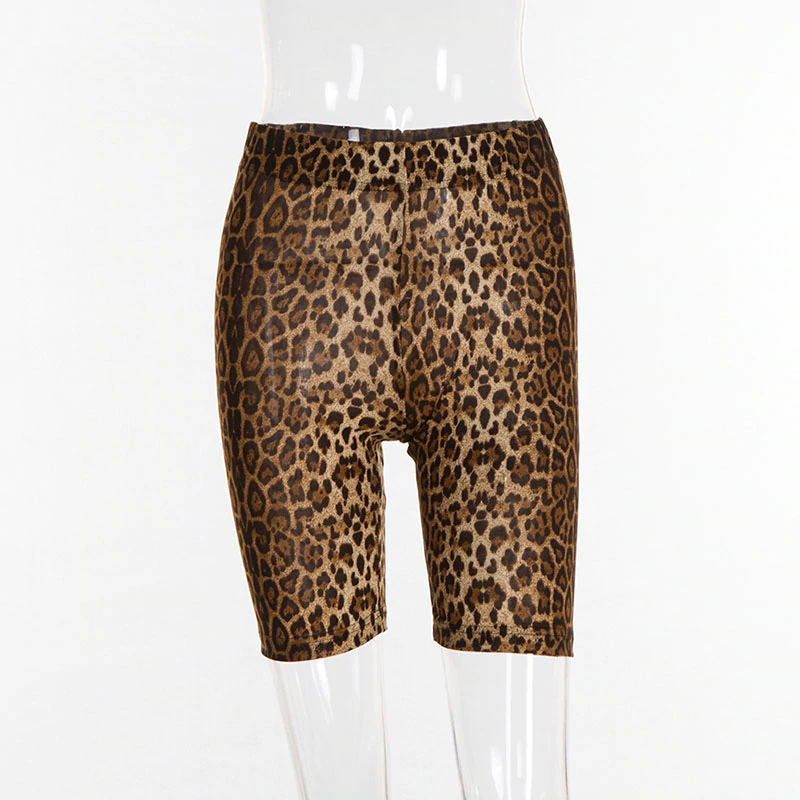 Women's Casual Spandex Skinny High-Waist Leopard Shorts