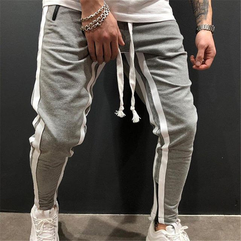 Men's Striped Sweatpants With Drawstring