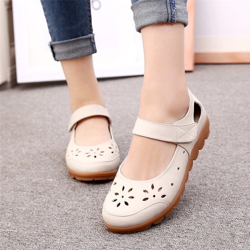 Women's Summer Genuine Leather Hollow Out Sandals