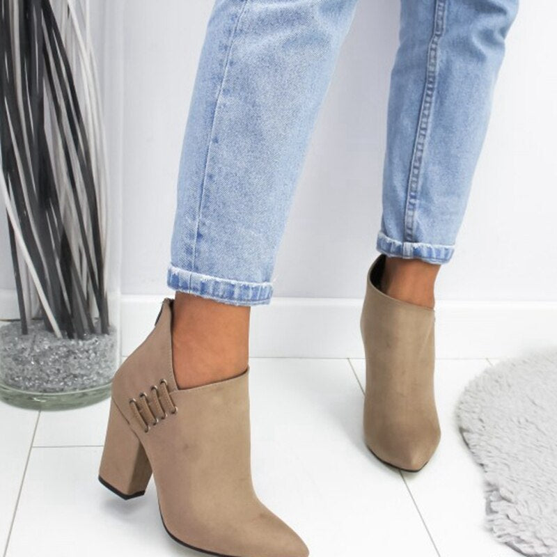 Women's Spring/Autumn Casual Solid Ankle Boots
