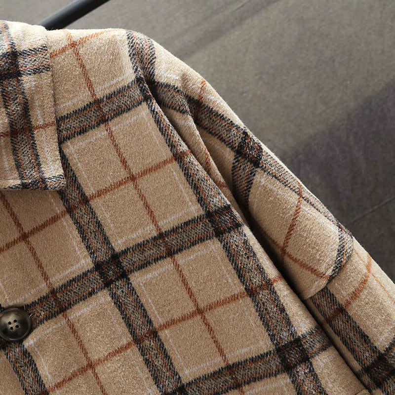 Men's Spring Casual Plaid Woolen Jacket