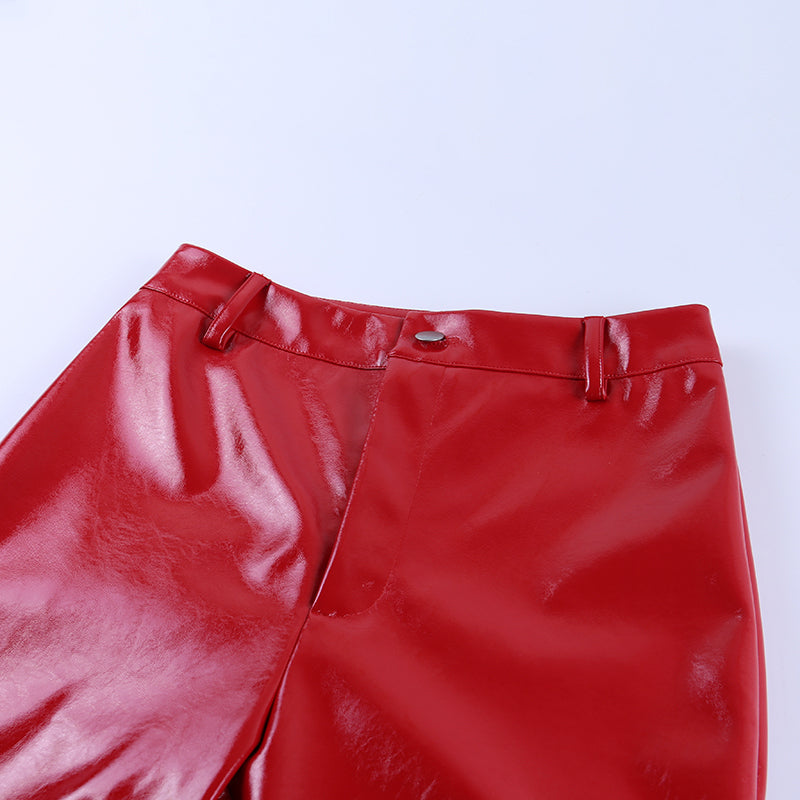 Women's Loose Faux Leather Pants With High Waist