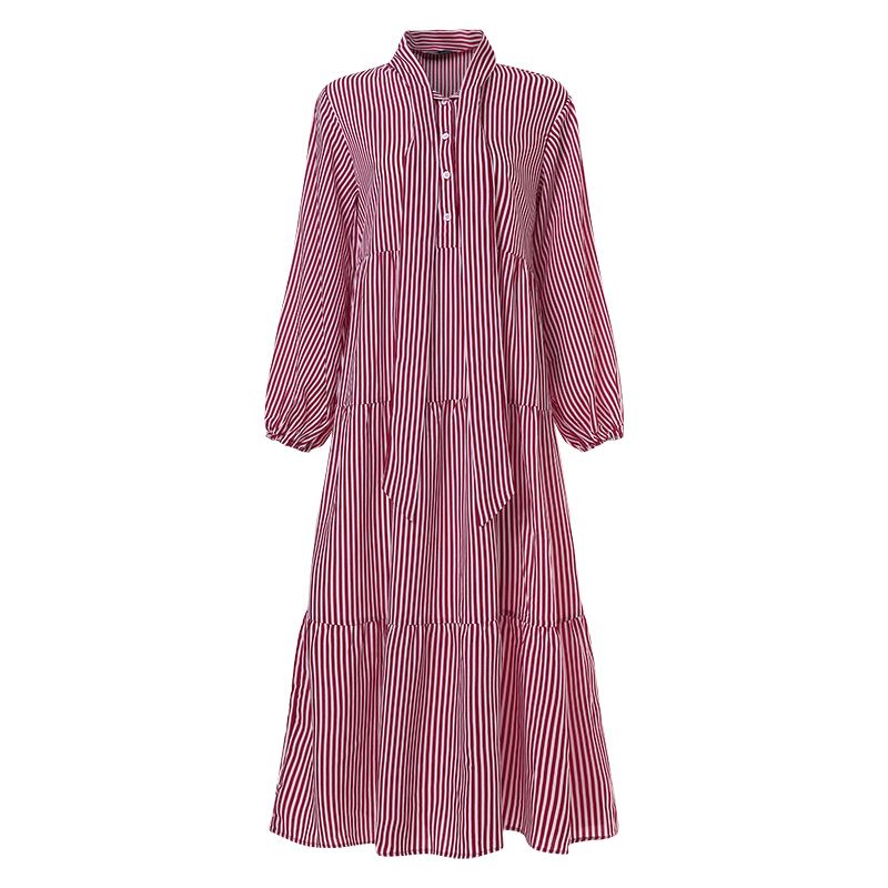 Women's Summer Casual Striped Loose Long Dress With Buttons