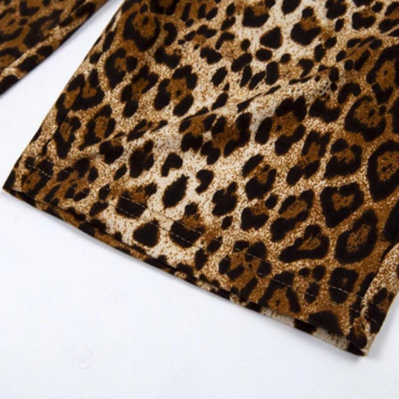 Women's Casual Leopard V-Neck Skinny Stretchy Jumpsuit