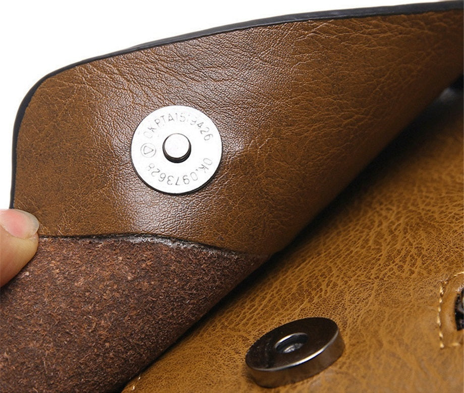Men's Leather Shoulder Bag With Front Vertical Zipper