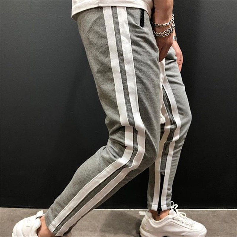 Men's Striped Sweatpants With Drawstring
