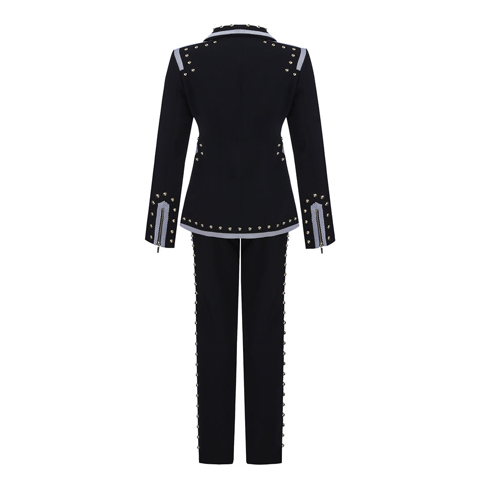 Women's Casual Polyester High-Waist V-Neck Suit