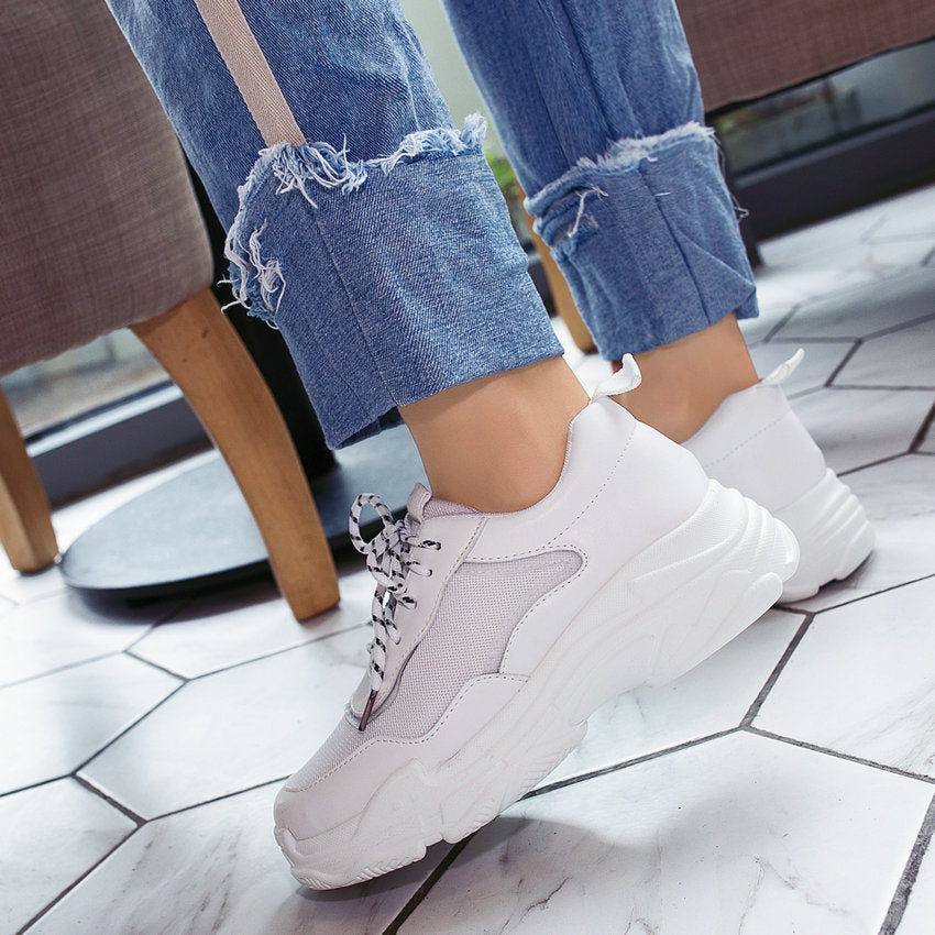 Women's Spring/Autumn Casual PU Leather Lace-Up Sneakers