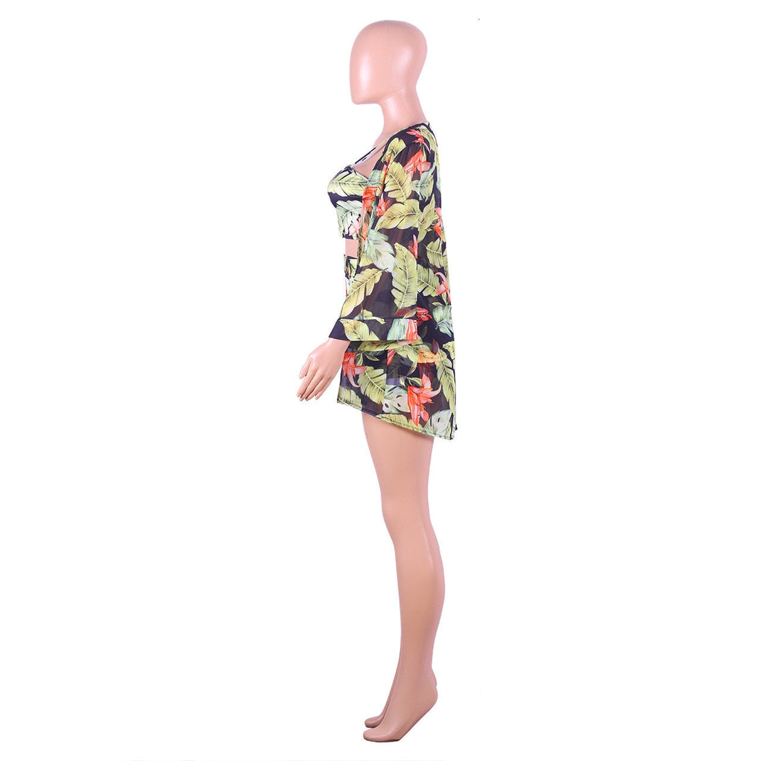 Women's Summer Spandex Floral Three-Piece Suit With Print