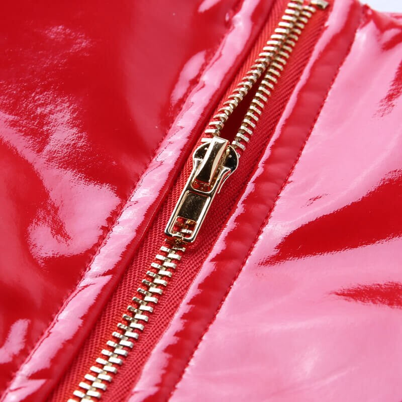 Women's Autumn PU Leather High Waist Zipper Mini Skirt