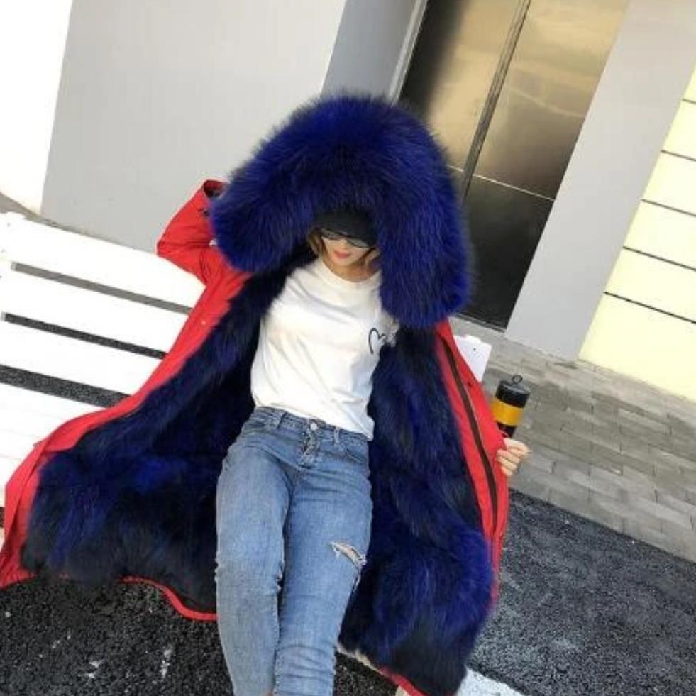 Women's Winter Casual Hooded Long Thick Parka With Fox Fur