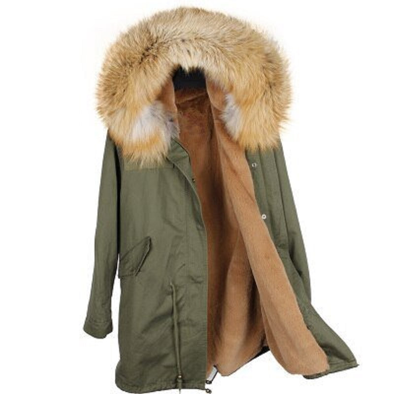 Women's Winter Casual Warm Hooded Parka With Raccoon Fur