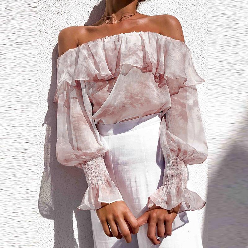 Women's Summer Off-Shoulder Long-Sleeved Blouse With Ruffles