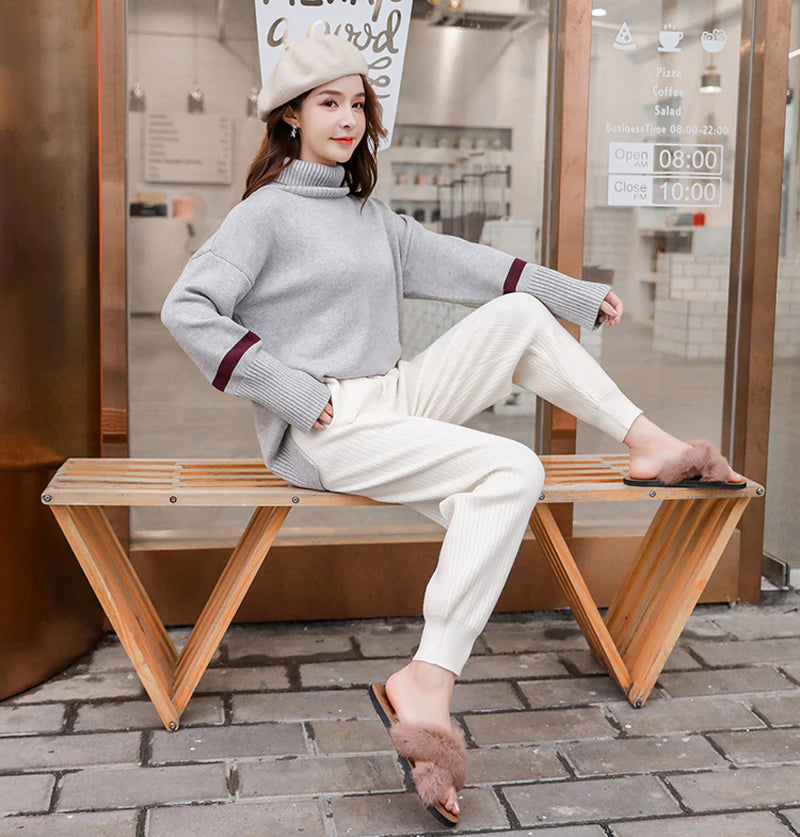 Women's Autumn/Winter Casual Warm Mid Waist Pants