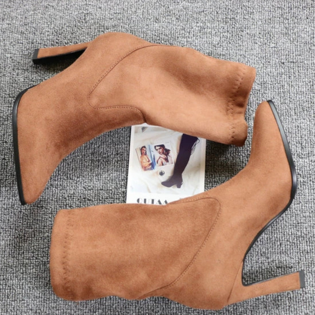 Women's Spring/Autumn Suede Ankle Boots With High Heels