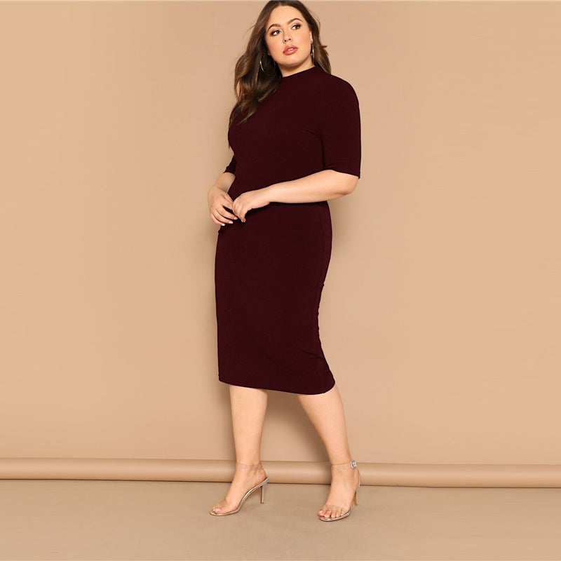 Women's Summer Polyester Slim Long Dress | Plus Size
