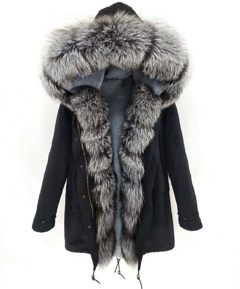 Women's Winter Casual Detachable Thick Parka With Fox Fur