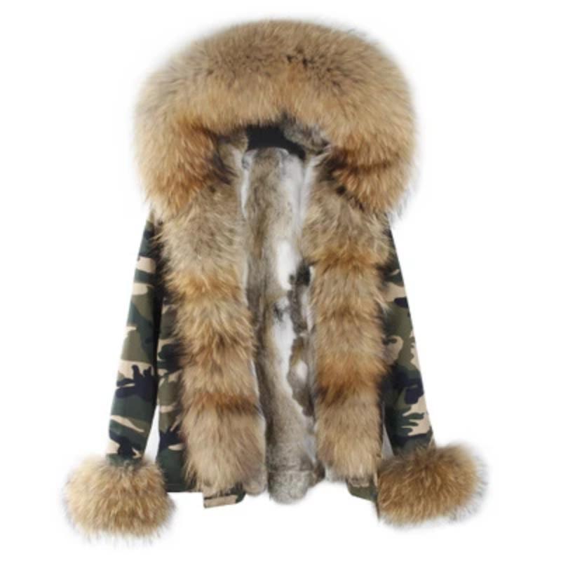 Women's Winter Casual Slim Thick Short Parka With Fox Fur