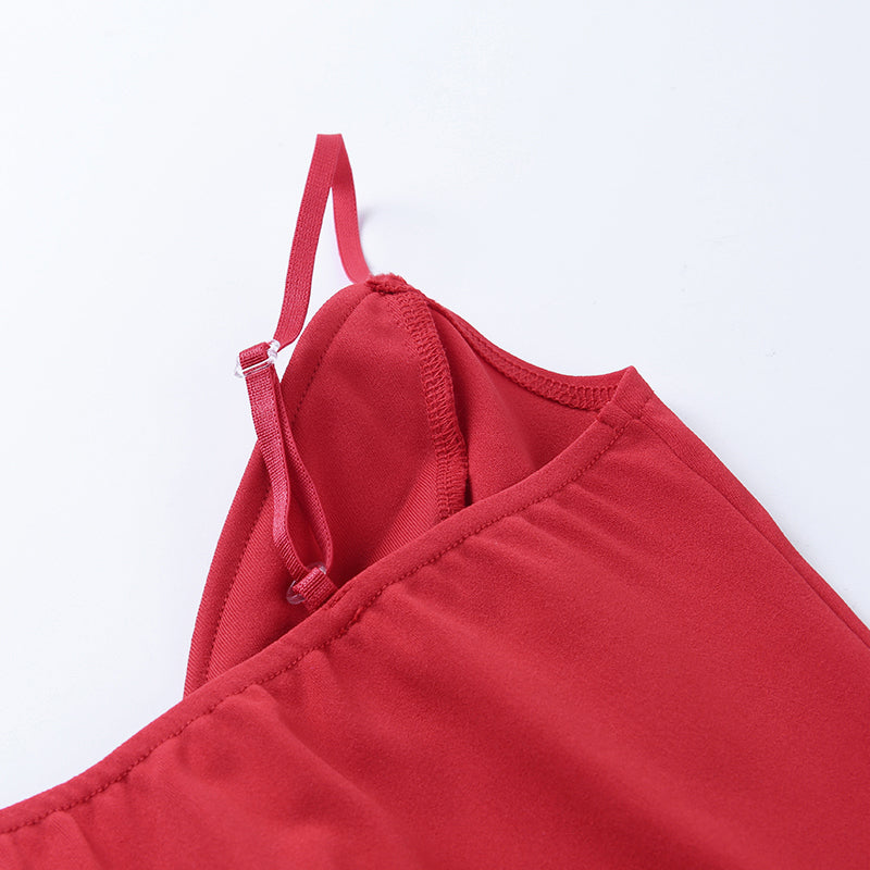 Women's Summer Elastic Solid Skinny V-Neck Bodysuit