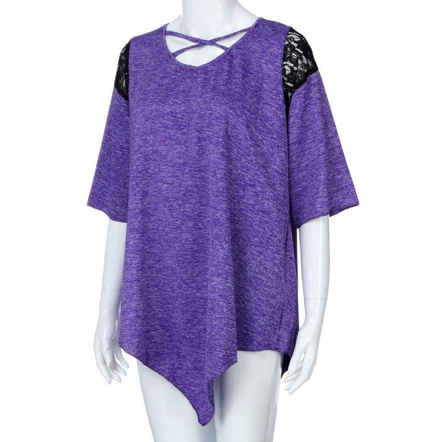 Women's Summer O-Neck Asymmetrical T-Shirt | Plus Size