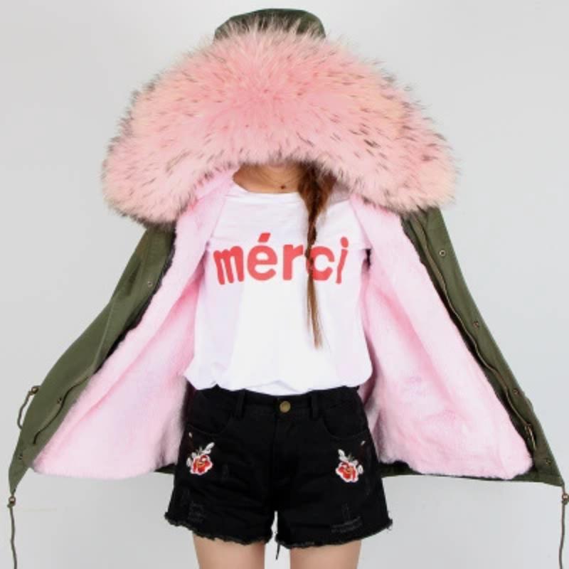 Women's Winter Casual Slim Parka With Removable Raccoon Fur