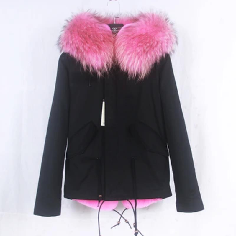 Women's Winter Casual Polyester Hooded Short Parka With Raccoon Fur