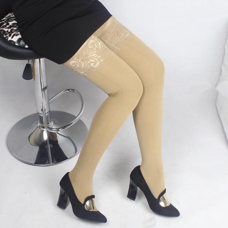 Women's Spandex High Stockings With Lace
