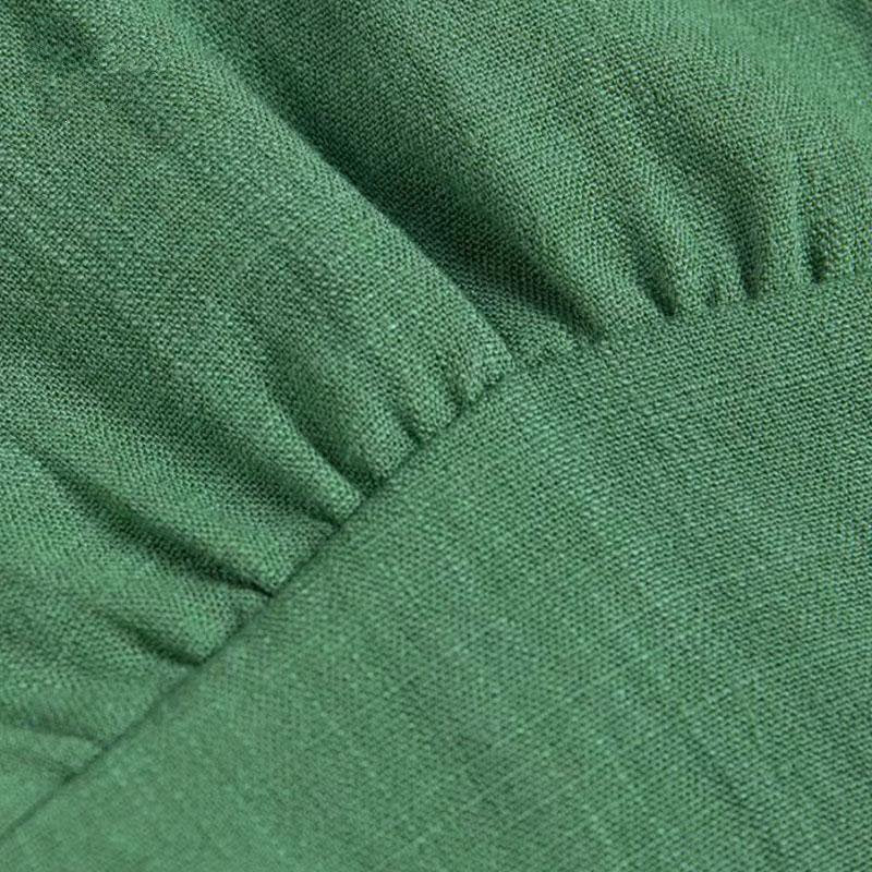 Women's Summer Casual Puff-Sleeved V-Neck Linen Crop Top