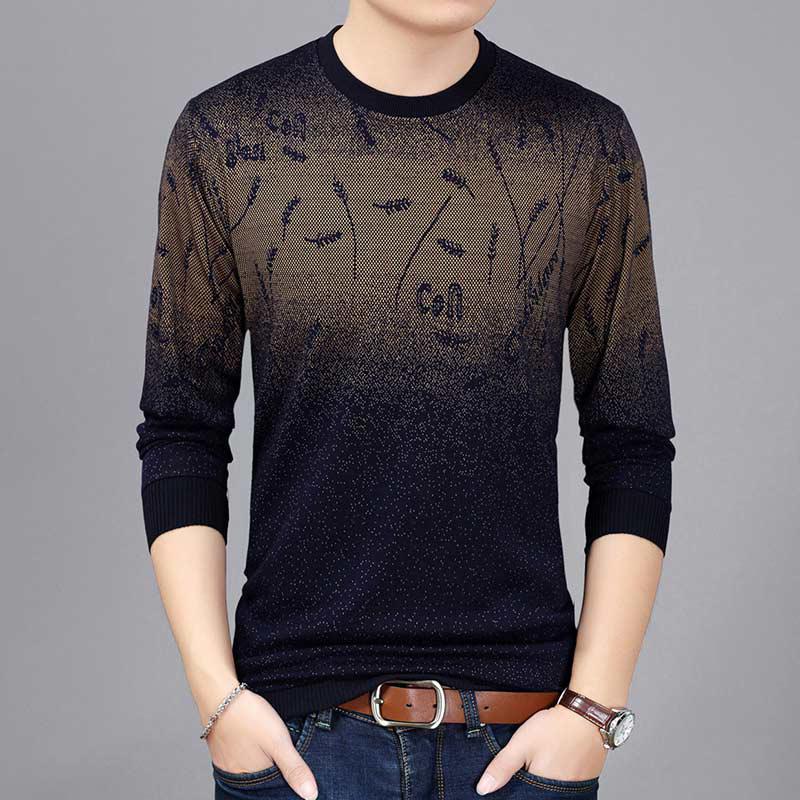 Men's Casual Sweater With Wheat Print