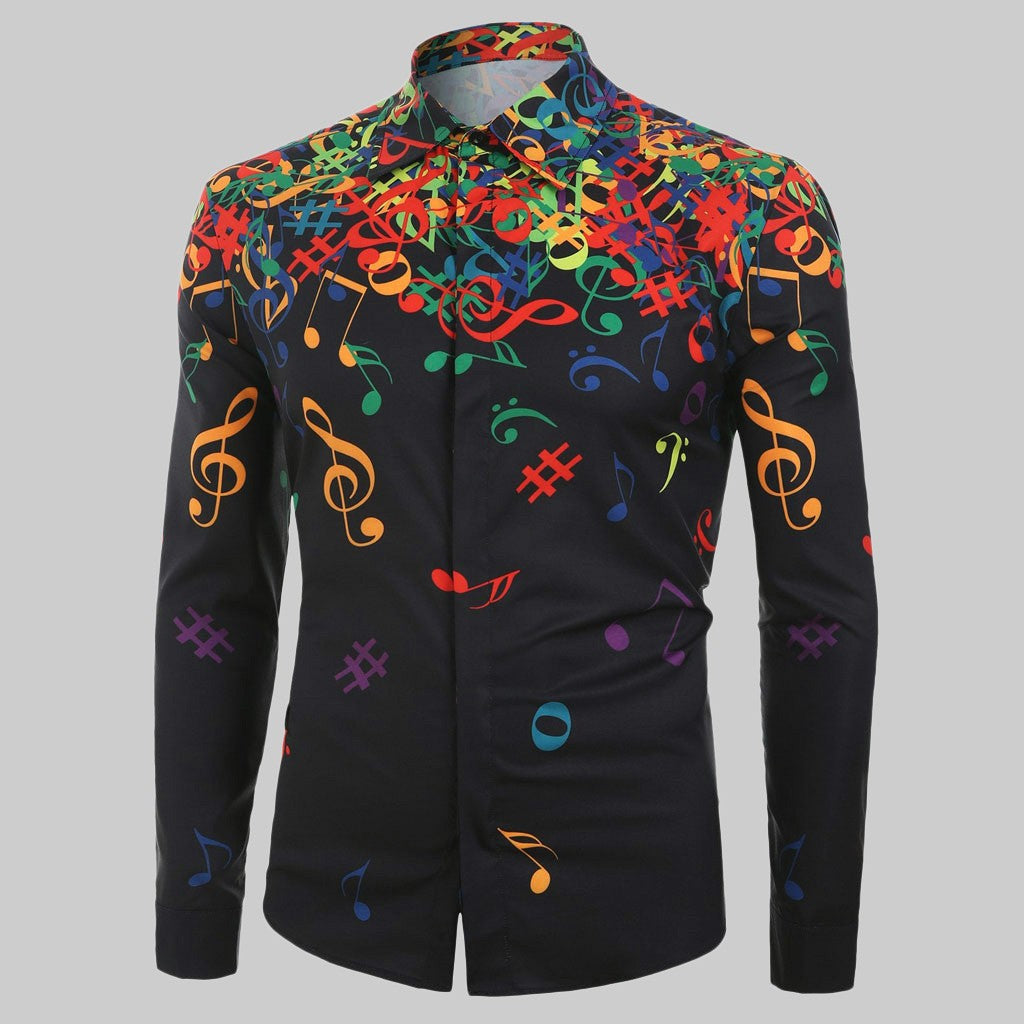 Men's Autumn Casual Long Sleeved Shirt With Print