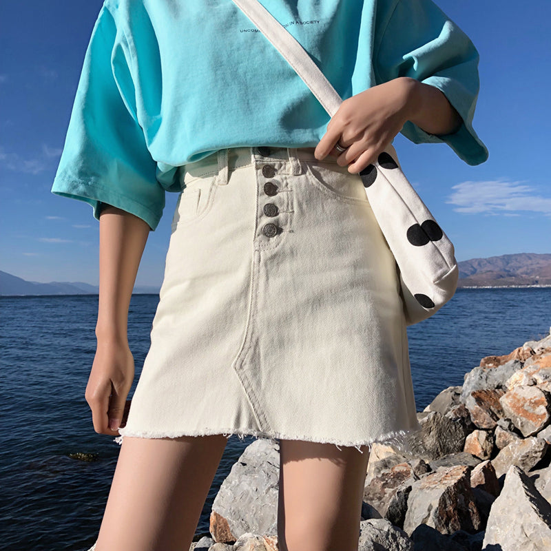 Women's Summer Single Breasted Denim Skirt