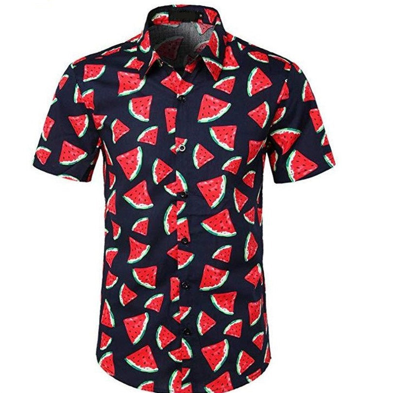 Men's Summer Short Sleeved Shirt With Print