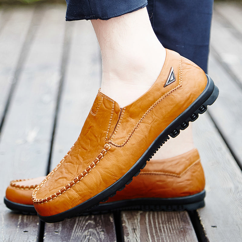 Men's Summer Casual Genuine Leather Slip-Ons | Plus Size
