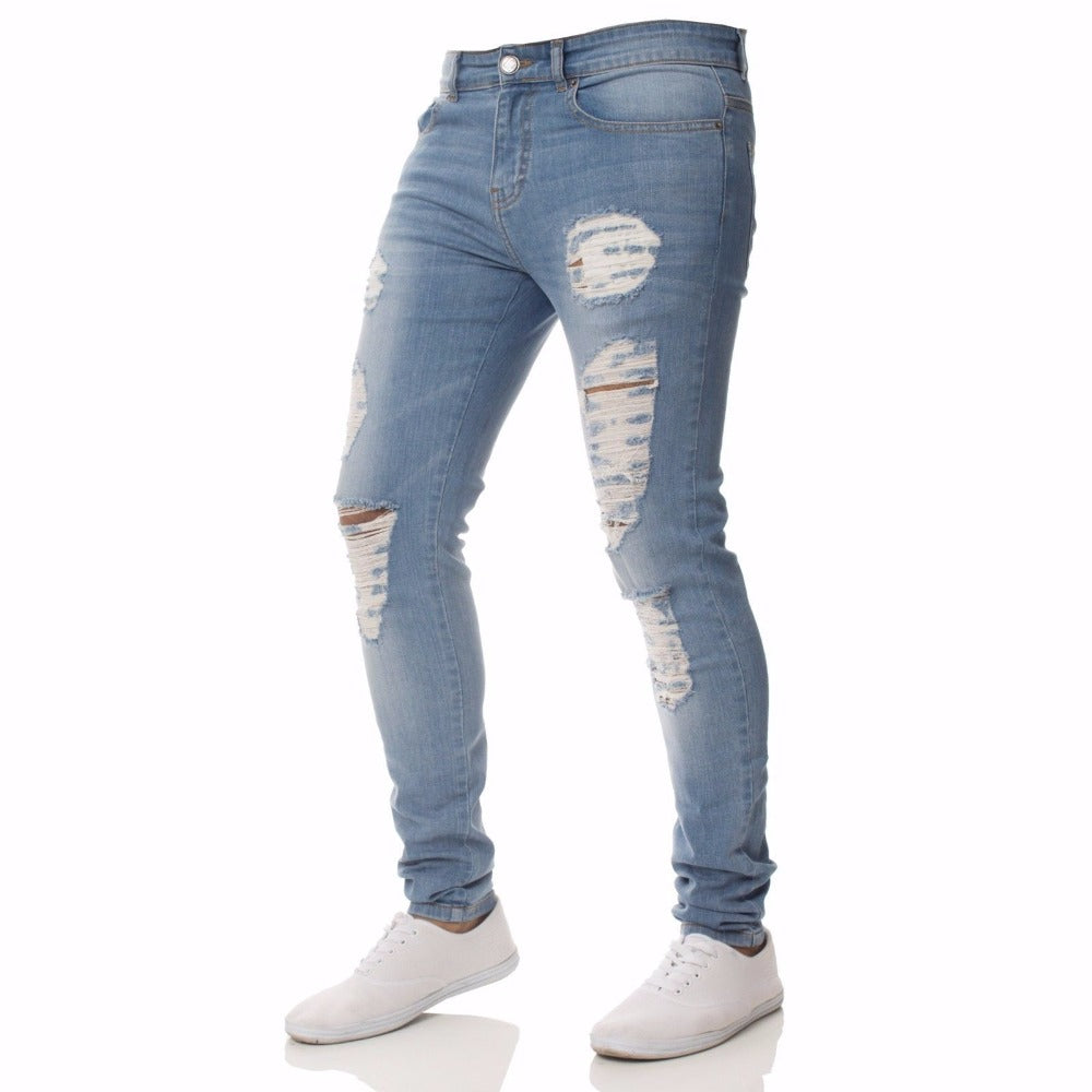 Men's Casual Skinny Ripped Jeans
