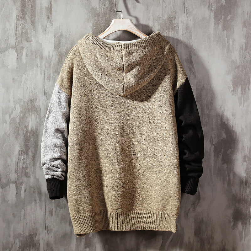 Men's Autumn/Winter Casual Polyester Patchwork O-Neck Sweater