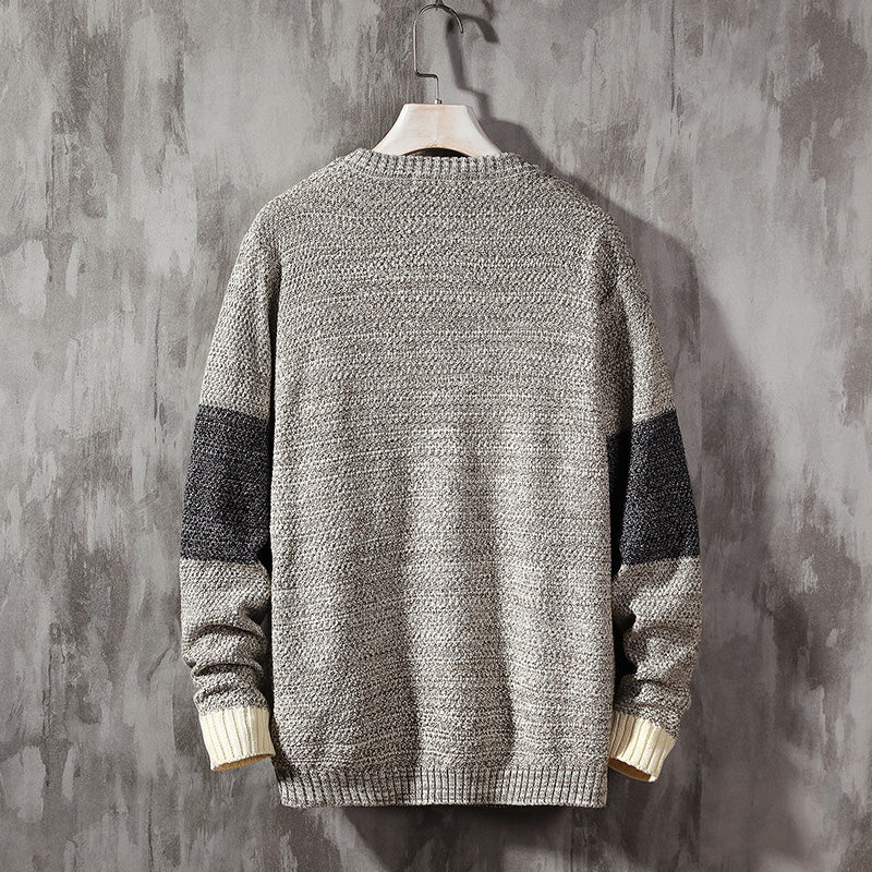 Men's Casual Knitted O-Neck Long-Sleeved Sweater