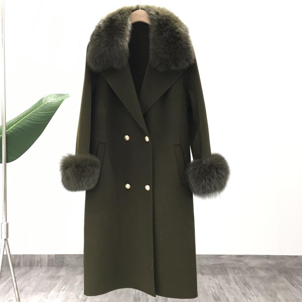 Women's Winter Casual Slim Long Coat With Fox Fur