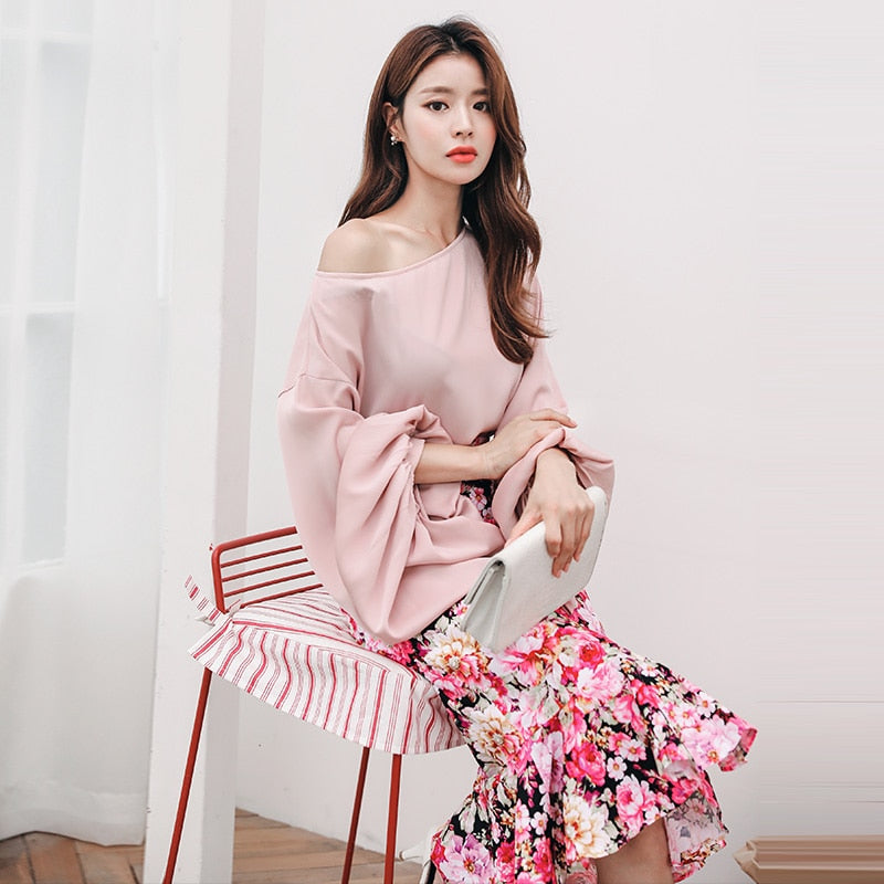 Women's Spring/Summer Casual Polyester Two-Piece Dress With Print