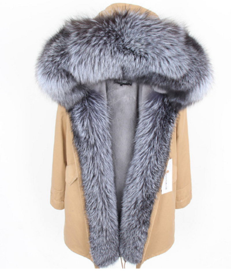 Women's Winter Casual Warm Slim Long Parka With Fox Fur