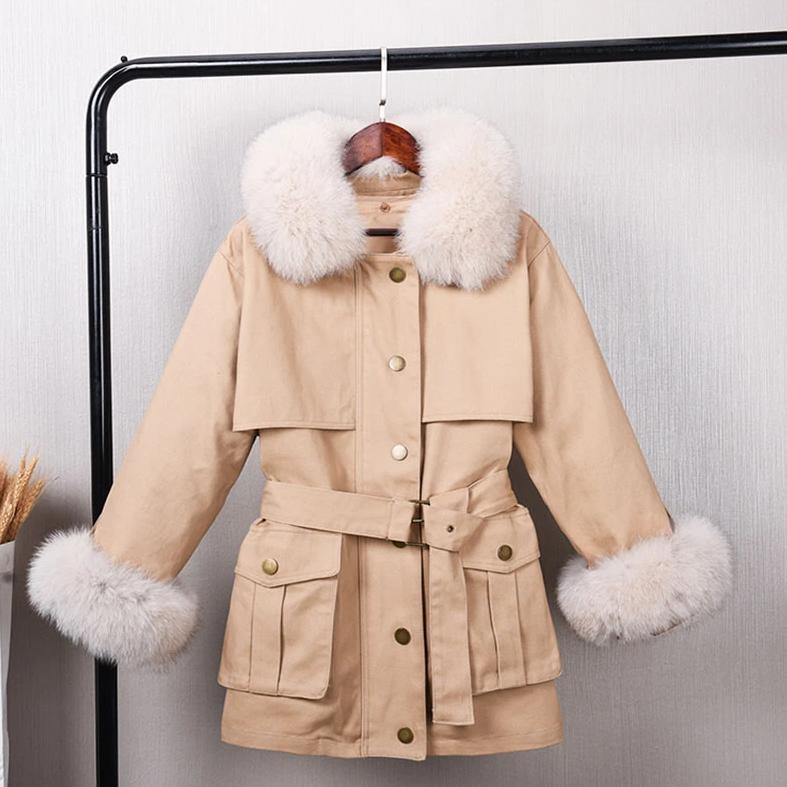 Women's Winter Casual Slim Thick Parka With Fox Fur