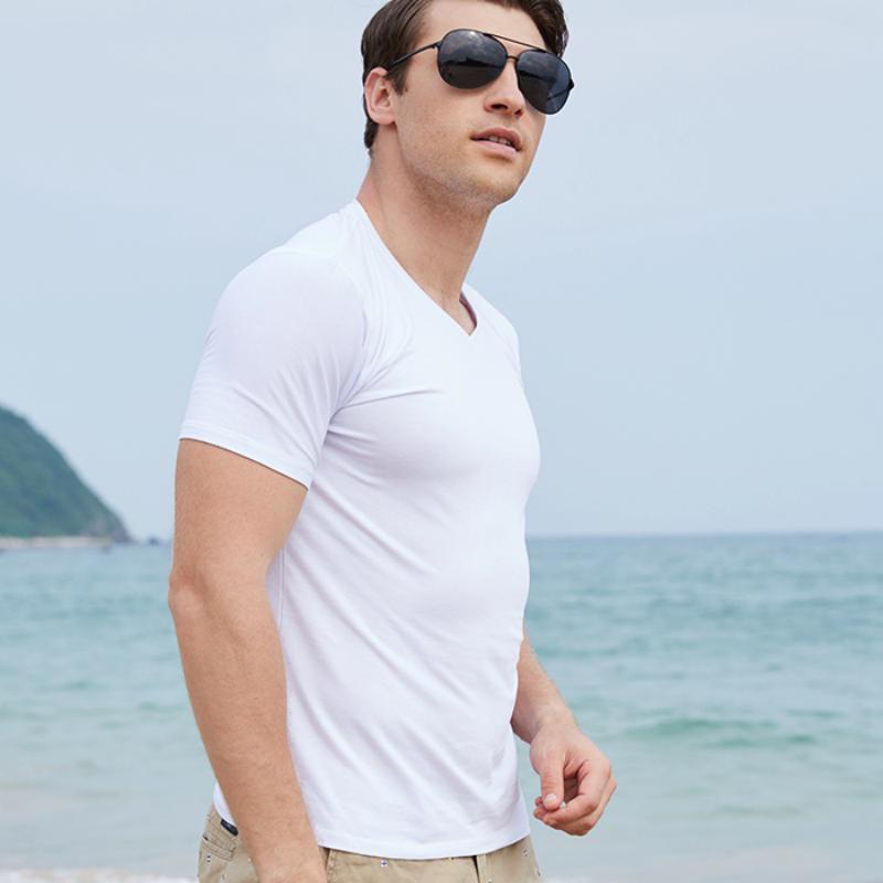 Men's Summer Casual Cotton V-Neck T-Shirt | 2 Pieces Set