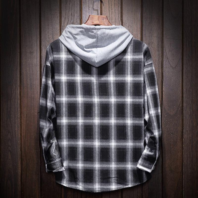 Men's Spring/Autumn Casual Hooded Shirt | Plus Size