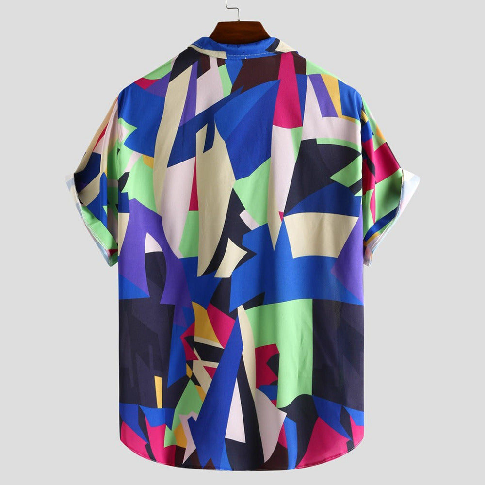 Men's Casual Short Sleeved Shirt With Print | Plus Size